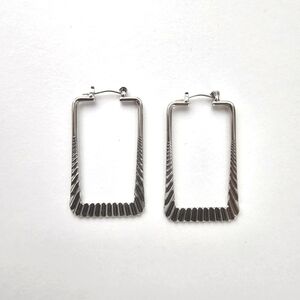 NEW Silver Square Metal Hoop Pin Catch Earrings